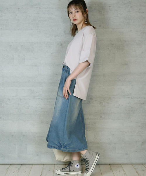 atONE（アットワン）の「atONE 9.5ozストレッチデニムベイカースカート（デニムスカート・レディース・ネイビー/ブルー・M/L/3L/4L/LL）」の11枚目の写真