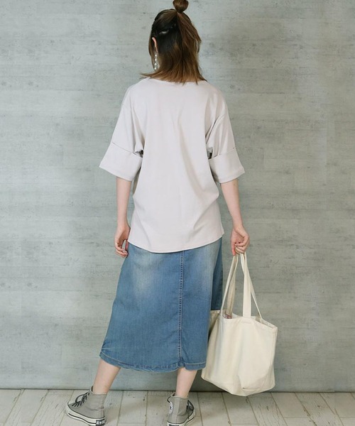 atONE（アットワン）の「atONE 9.5ozストレッチデニムベイカースカート（デニムスカート・レディース・ネイビー/ブルー・M/L/3L/4L/LL）」の12枚目の写真