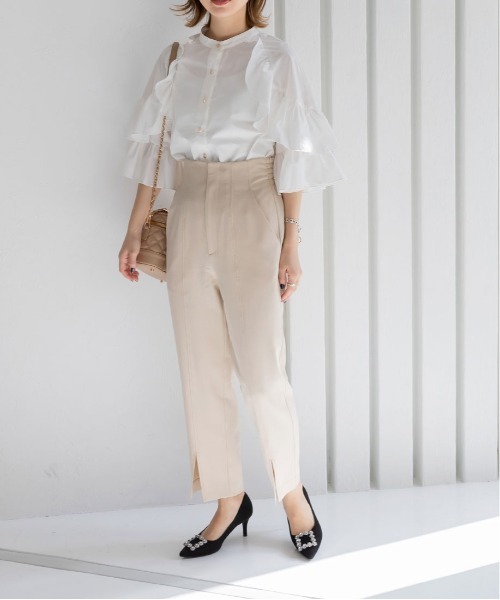 袖ラッフルフリルブラウス