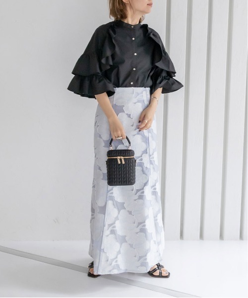 袖ラッフルフリルブラウス