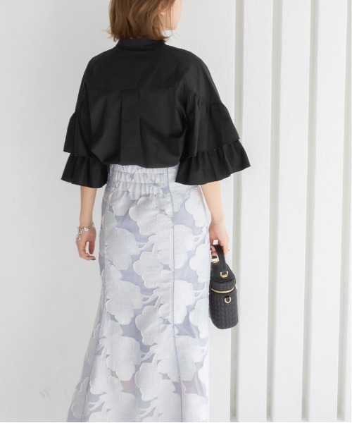 袖ラッフルフリルブラウス