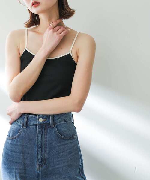 SENSE OF PLACE by URBAN RESEARCH（センスオブプレイスバイアーバンリサーチ）の「バイカラーカップツキキャミソール（キャミソール・レディース・ブラウン/ブラック/イエロー・ONE）」の11枚目の写真