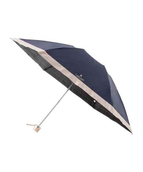 新品★ランバンコレクション★オーガンジー×グログラン晴雨兼用折りたたみ日傘★黒 晴雨兼用折りたたみ日傘 オーガンジーローズカットワーク