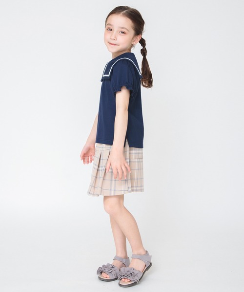 BRANSHES(ブランシェス)の「ラップスカパン(スカート・キッズ・ベージュ/ネイビー・100/90/120/110/150/130/140)」の4枚目の写真