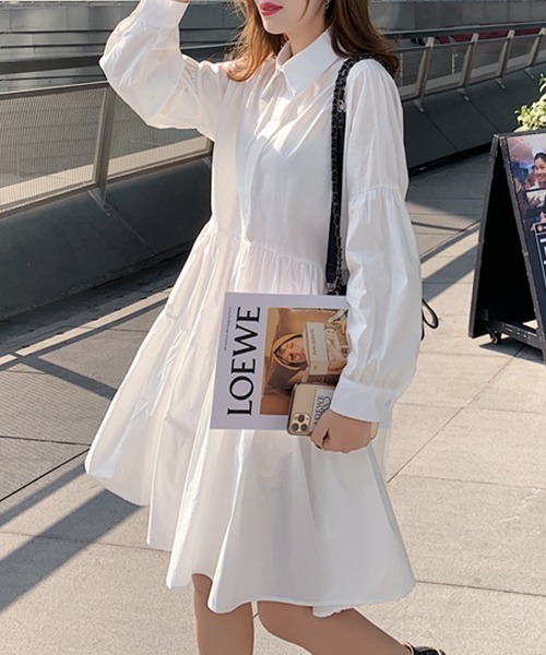 gossip！ロサンゼルス（ゴシップロサンゼルス）の「レギュラーカラー　ティアードフレアワンピース（ワンピース・レディース・ホワイト/ブラック・FREE）」の17枚目の写真