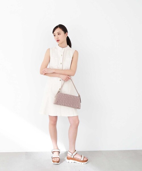 JILL by JILL STUART（ジルバイジルスチュアート）の「◇KIKO W/J コラボバッグ（キルト）（ハンドバッグ・レディース・ベージュ/パープル・FREE）」の5枚目の写真