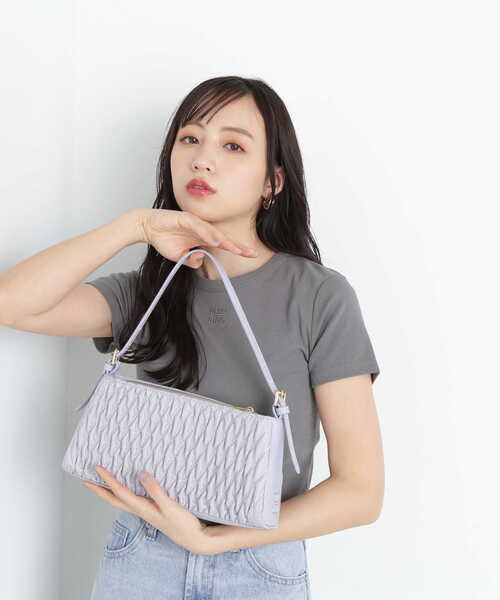 JILL by JILL STUART（ジルバイジルスチュアート）の「◇KIKO W/J コラボバッグ（キルト）（ハンドバッグ・レディース・ベージュ/パープル・FREE）」の4枚目の写真