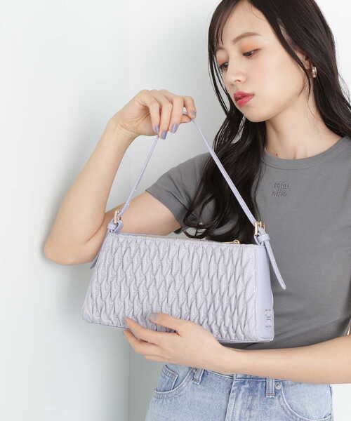 JILL by JILL STUART（ジルバイジルスチュアート）の「◇KIKO W/J コラボバッグ（キルト）（ハンドバッグ・レディース・ベージュ/パープル・FREE）」の8枚目の写真