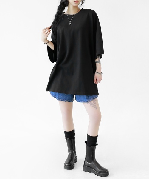 minsobi（ミンソビ）の「gビッグハーフスリーブT オーバーサイズ 半袖Tシャツ（Tシャツ/カットソー・メンズ・ブラック/ブルー/ホワイト・FREE）」の19枚目の写真