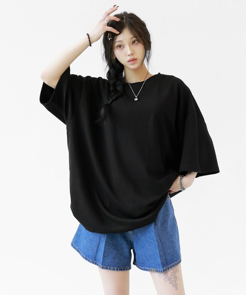 minsobi（ミンソビ）の「gビッグハーフスリーブT オーバーサイズ 半袖Tシャツ（Tシャツ/カットソー・メンズ・ブラック/ブルー/ホワイト・FREE）」の18枚目の写真