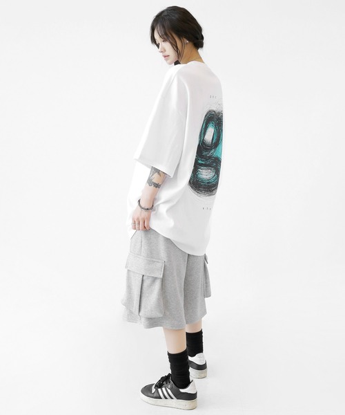 minsobi（ミンソビ）の「gビッグハーフスリーブT オーバーサイズ 半袖Tシャツ（Tシャツ/カットソー・メンズ・ブラック/ブルー/ホワイト・FREE）」の21枚目の写真