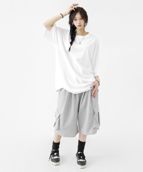 minsobi（ミンソビ）の「gビッグハーフスリーブT オーバーサイズ 半袖Tシャツ（Tシャツ/カットソー・メンズ・ブラック/ブルー/ホワイト・FREE）」の22枚目の写真