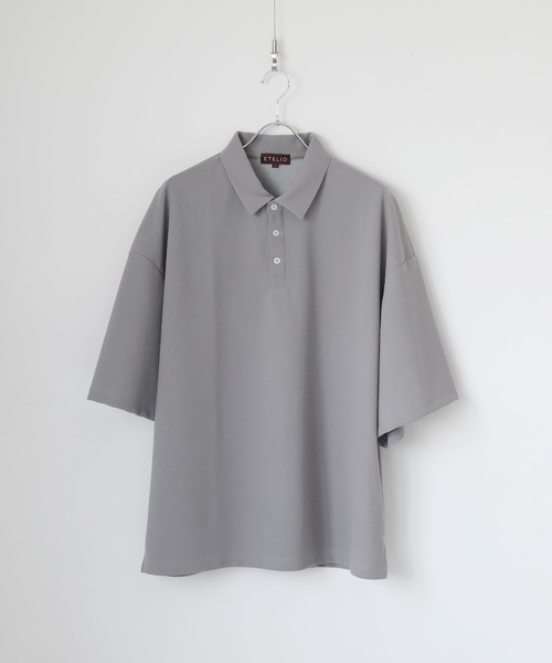 ETELIO（エテリオ）の「ルーズシルエット梨地ポロシャツ（ポロシャツ・メンズ・ブルー/グレー/ワイン/ブラック・S/M/L）」の19枚目の写真