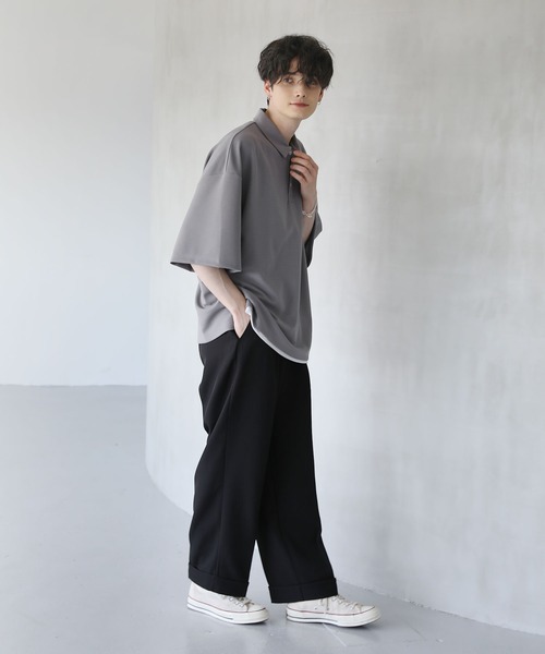 ETELIO（エテリオ）の「ルーズシルエット梨地ポロシャツ（ポロシャツ・メンズ・ブルー/グレー/ワイン/ブラック・S/M/L）」の11枚目の写真