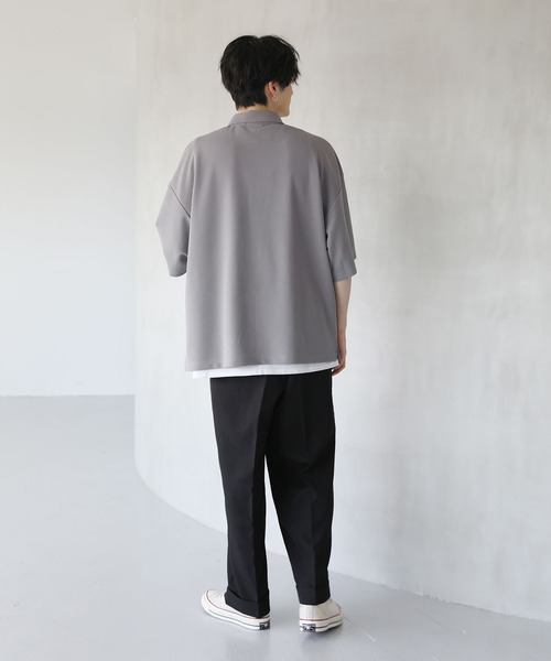 ETELIO（エテリオ）の「ルーズシルエット梨地ポロシャツ（ポロシャツ・メンズ・ブルー/グレー/ワイン/ブラック・S/M/L）」の16枚目の写真