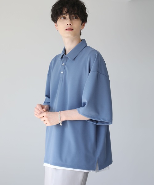 ETELIO（エテリオ）の「ルーズシルエット梨地ポロシャツ（ポロシャツ・メンズ・ブルー/グレー/ワイン/ブラック・S/M/L）」の21枚目の写真