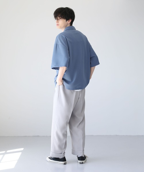 ETELIO（エテリオ）の「ルーズシルエット梨地ポロシャツ（ポロシャツ・メンズ・ブルー/グレー/ワイン/ブラック・S/M/L）」の12枚目の写真