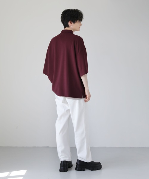 ETELIO（エテリオ）の「ルーズシルエット梨地ポロシャツ（ポロシャツ・メンズ・ブルー/グレー/ワイン/ブラック・S/M/L）」の14枚目の写真