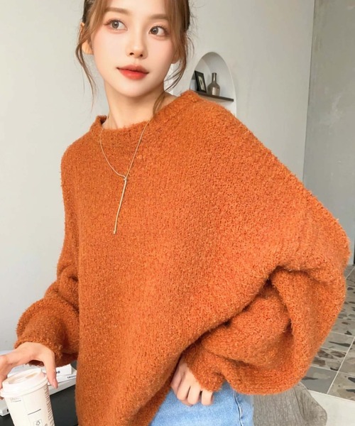 OSKER poms クルーネックニットプルオーバー OSKER poms クルーネックニットプルオーバー