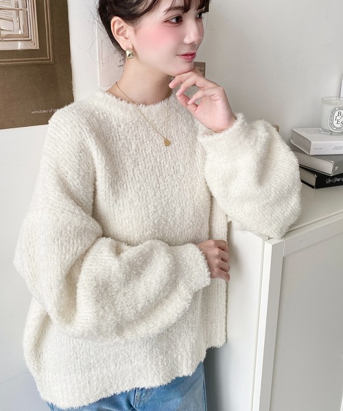 OUVERT クルーネック プルオーバー チャコール F 2140868 コカ coca ヤック風クルーネックプルオーバーニット （Charcoal