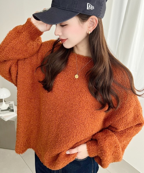 MARK & LONA ニットセーター オレンジ ニット セーター メンズ 蛍光ネオンカラー畦編み5Gゲージ ざっくり