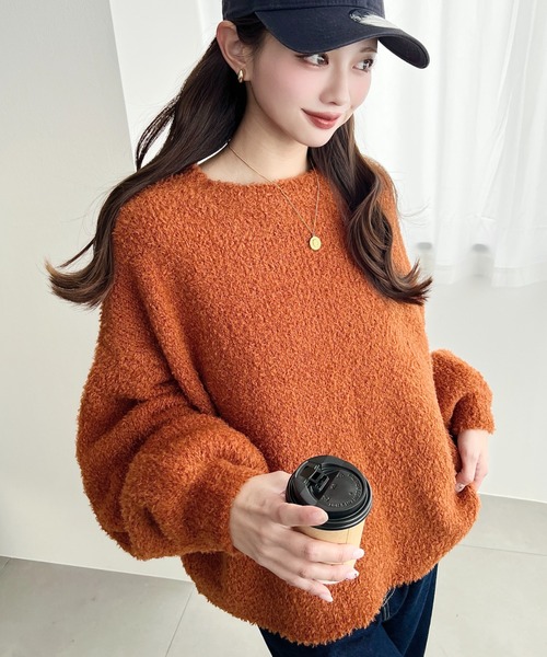 セール】クルーネックソフトタッチフェザーニットプルオーバー（ニット