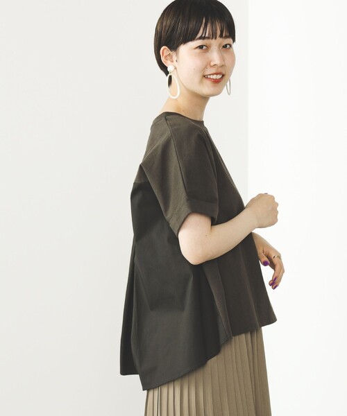 tシャツ 後釦 異素材 プルオーバー レディース BEAMS HEART（ビームスハート）の「BEAMS HEART / 後ボタン 異