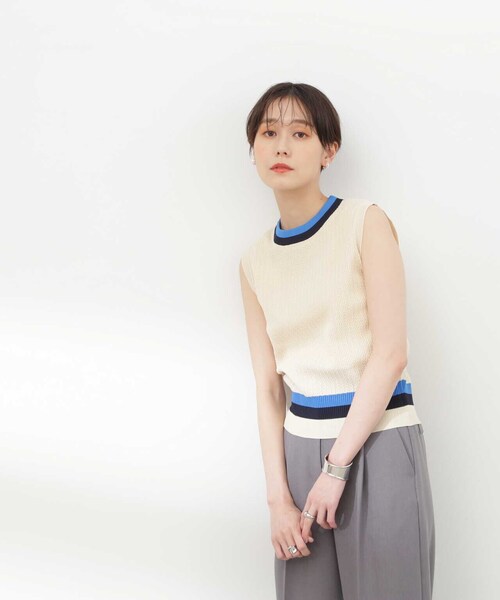 N.（N. Natural Beauty Basic）（エヌエヌナチュラルビューティーベーシック）の「◆マルチカラーメッシュニット（ニット/セーター・レディース・ナチュラル/ネイビー/オフホワイト・MEDIUM）」の16枚目の写真