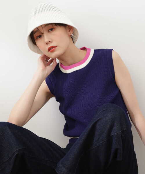 N.（N. Natural Beauty Basic）（エヌエヌナチュラルビューティーベーシック）の「◆マルチカラーメッシュニット（ニット/セーター・レディース・ナチュラル/ネイビー/オフホワイト・MEDIUM）」の20枚目の写真