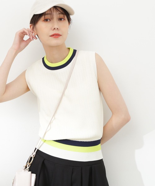 N.（N. Natural Beauty Basic）（エヌエヌナチュラルビューティーベーシック）の「◆マルチカラーメッシュニット（ニット/セーター・レディース・ナチュラル/ネイビー/オフホワイト・MEDIUM）」の8枚目の写真