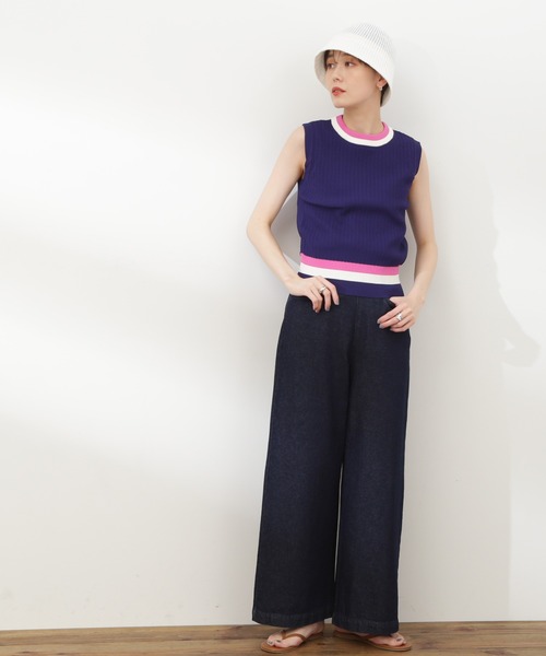 N.（N. Natural Beauty Basic）（エヌエヌナチュラルビューティーベーシック）の「◆マルチカラーメッシュニット（ニット/セーター・レディース・ナチュラル/ネイビー/オフホワイト・MEDIUM）」の9枚目の写真