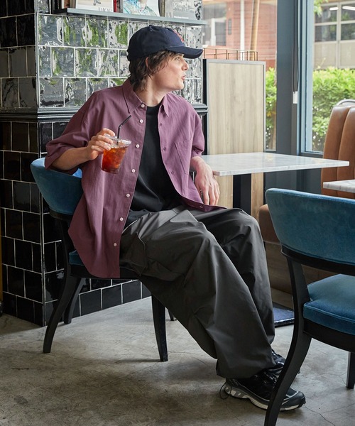 EMMA CLOTHES(エマクローズ)の「コットンリネン オーバーサイズ レギュラーカラーS/Sシャツ EMMA CLOTHES(シャツ/ブラウス・メンズ・チャコール/オレンジ/オリーブ/パープル・M/L)」の11枚目の写真