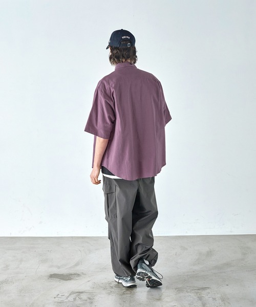 EMMA CLOTHES(エマクローズ)の「コットンリネン オーバーサイズ レギュラーカラーS/Sシャツ EMMA CLOTHES(シャツ/ブラウス・メンズ・チャコール/オレンジ/オリーブ/パープル・M/L)」の20枚目の写真