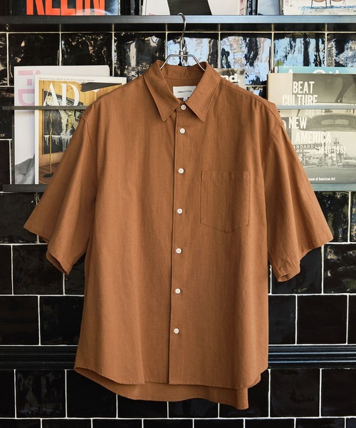EMMA CLOTHES(エマクローズ)の「コットンリネン オーバーサイズ レギュラーカラーS/Sシャツ EMMA CLOTHES(シャツ/ブラウス・メンズ・チャコール/オレンジ/オリーブ/パープル・M/L)」の6枚目の写真