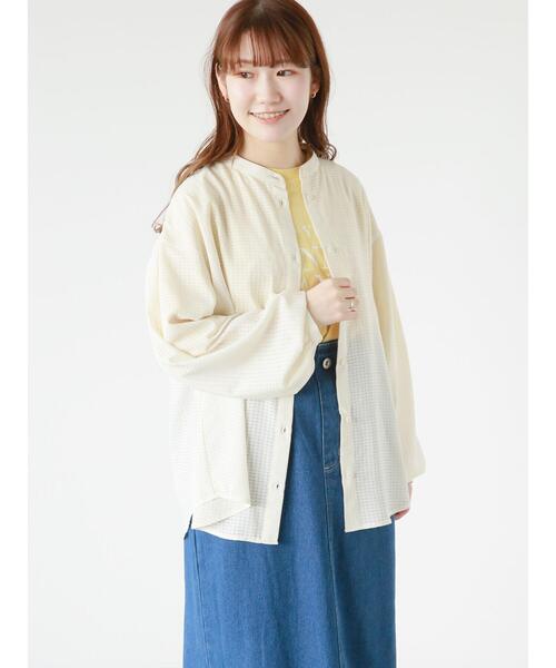 ehka sopo（エヘカソポ）の「シアーチェックバンドカラーシャツ（シャツ/ブラウス・レディース・ブラック/キナリ/ブルー・F）」の22枚目の写真