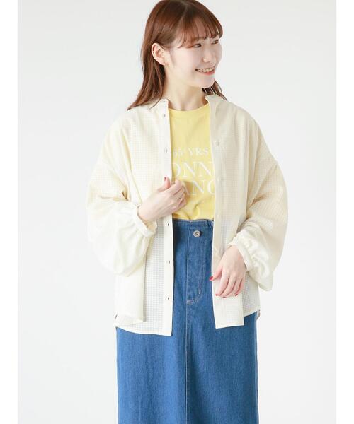 ehka sopo（エヘカソポ）の「シアーチェックバンドカラーシャツ（シャツ/ブラウス・レディース・ブラック/キナリ/ブルー・F）」の21枚目の写真