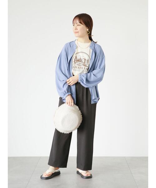 ehka sopo（エヘカソポ）の「シアーチェックバンドカラーシャツ（シャツ/ブラウス・レディース・ブラック/キナリ/ブルー・F）」の20枚目の写真