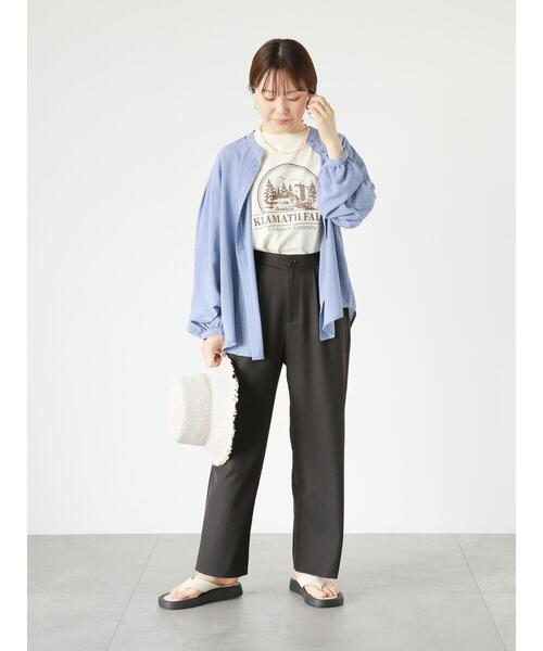 ehka sopo（エヘカソポ）の「シアーチェックバンドカラーシャツ（シャツ/ブラウス・レディース・ブラック/キナリ/ブルー・F）」の19枚目の写真