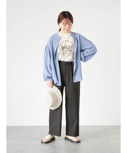 ehka sopo（エヘカソポ）の「シアーチェックバンドカラーシャツ（シャツ/ブラウス・レディース・ブラック/キナリ/ブルー・F）」の18枚目の写真