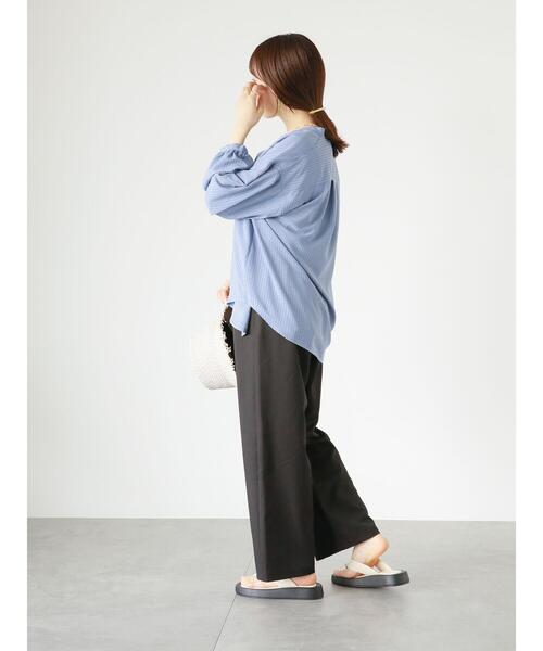 ehka sopo（エヘカソポ）の「シアーチェックバンドカラーシャツ（シャツ/ブラウス・レディース・ブラック/キナリ/ブルー・F）」の17枚目の写真