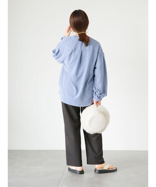 ehka sopo（エヘカソポ）の「シアーチェックバンドカラーシャツ（シャツ/ブラウス・レディース・ブラック/キナリ/ブルー・F）」の16枚目の写真