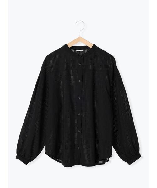 ehka sopo（エヘカソポ）の「シアーチェックバンドカラーシャツ（シャツ/ブラウス・レディース・ブラック/キナリ/ブルー・F）」の12枚目の写真