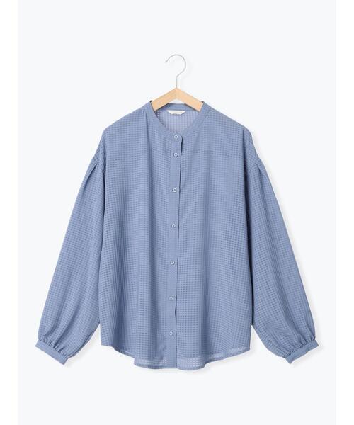 ehka sopo（エヘカソポ）の「シアーチェックバンドカラーシャツ（シャツ/ブラウス・レディース・ブラック/キナリ/ブルー・F）」の10枚目の写真