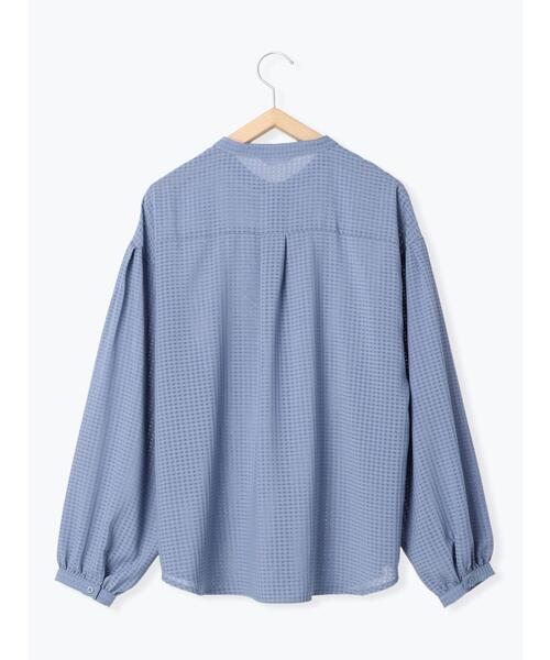 ehka sopo（エヘカソポ）の「シアーチェックバンドカラーシャツ（シャツ/ブラウス・レディース・ブラック/キナリ/ブルー・F）」の9枚目の写真