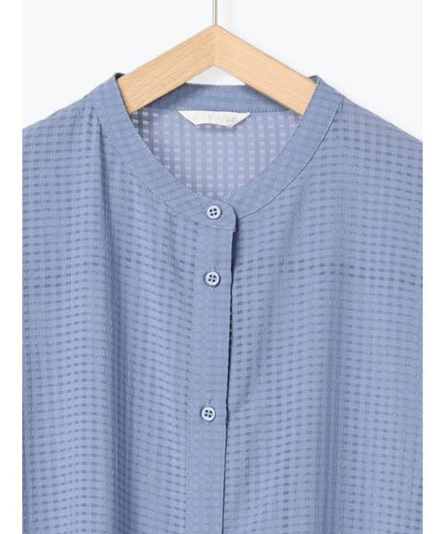 ehka sopo（エヘカソポ）の「シアーチェックバンドカラーシャツ（シャツ/ブラウス・レディース・ブラック/キナリ/ブルー・F）」の8枚目の写真