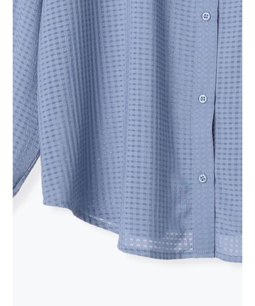 ehka sopo（エヘカソポ）の「シアーチェックバンドカラーシャツ（シャツ/ブラウス・レディース・ブラック/キナリ/ブルー・F）」の4枚目の写真