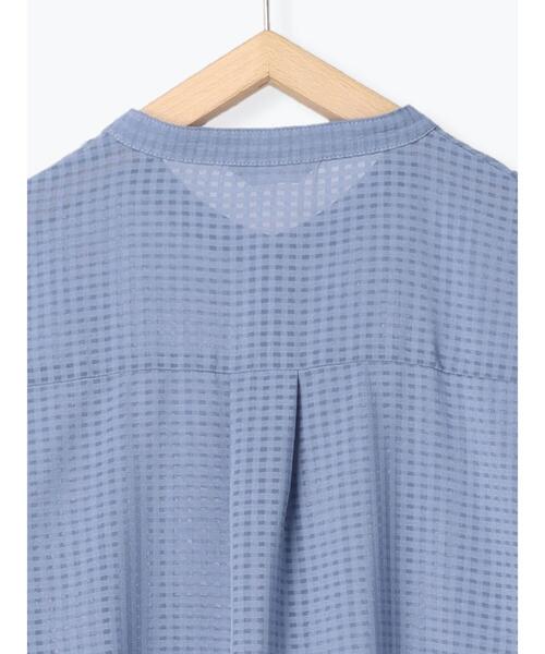 ehka sopo（エヘカソポ）の「シアーチェックバンドカラーシャツ（シャツ/ブラウス・レディース・ブラック/キナリ/ブルー・F）」の5枚目の写真