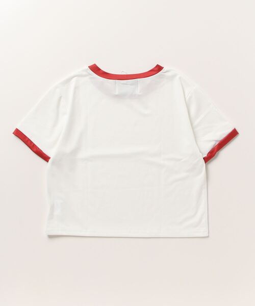 新品未使用♡リンカブル LINKABLE フレアタグTシャツ ホワイト×オレンジ セール】箔プリントロゴTシャツ（Tシャツ/カットソー）｜gossara
