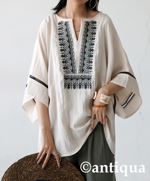最愛 刺繍Vネックトップス（その他トップス）｜antiqua（アンティカ トップス