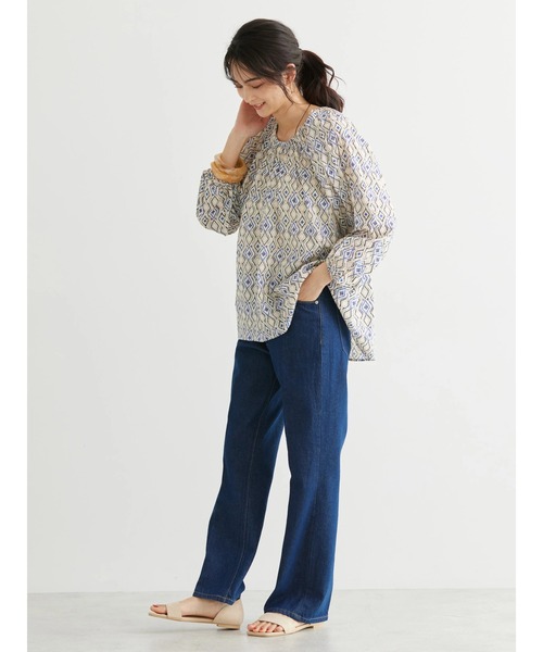 AMERICAN HOLIC(アメリカンホリック)の「イカット柄ラグランギャザーブラウス(シャツ/ブラウス・レディース・アイボリー/ネイビー・L/M)」の11枚目の写真